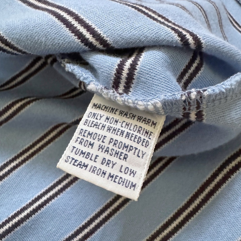 Vintage Polo Ralph Lauren Polo Shirt Medium Blue Striped Cotton Pony Hong Kong - Picture 3 of 3